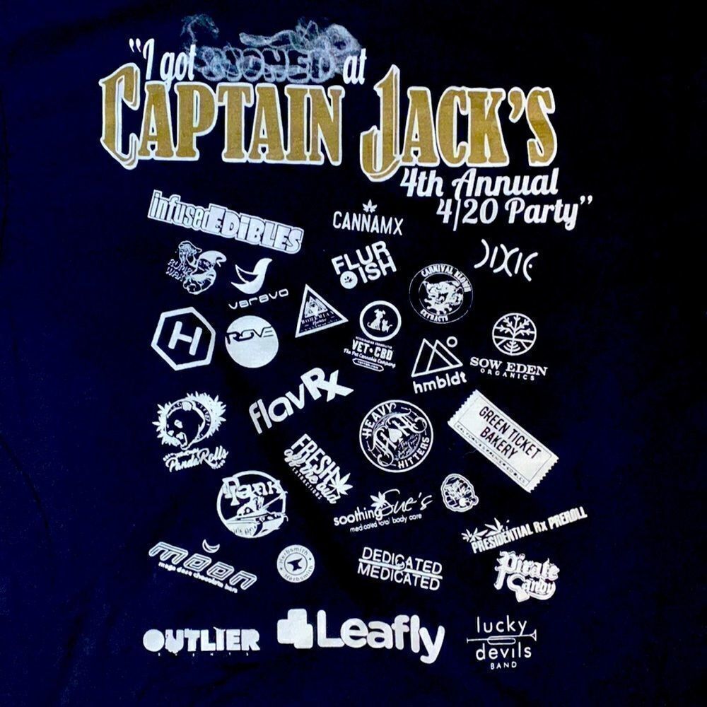 Men’s Rastafarian 4/20 event t shirt men’s M captain jack leaf plant Mary j puff - Picture 3 of 8